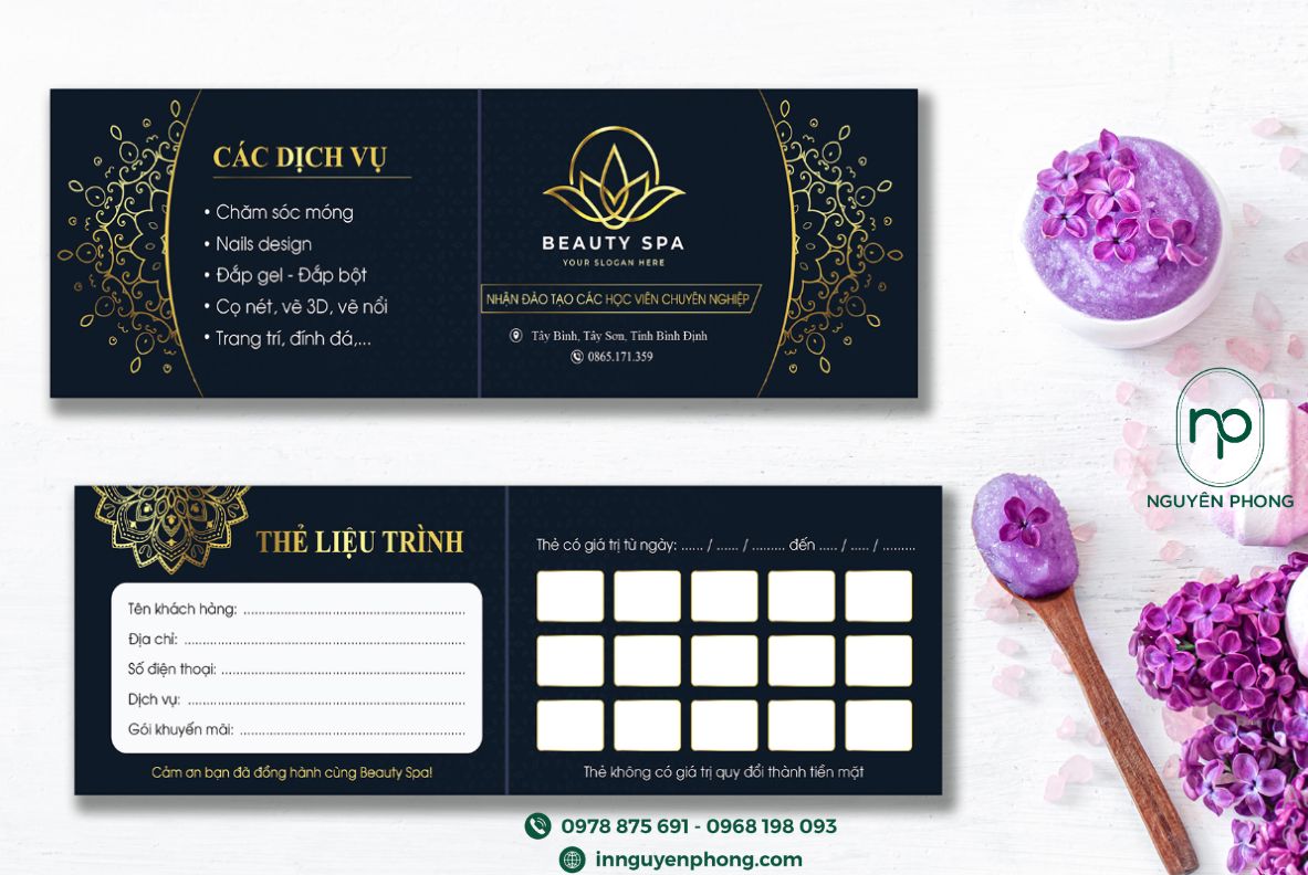 in thẻ liệu trình spa đẳng cấp